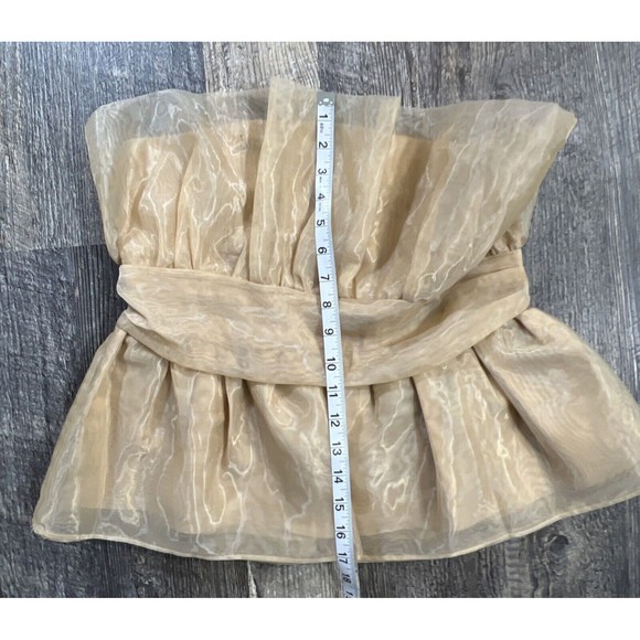 Pretty Little Thing Nude Organza Peplum Structured Waist Long Top Size 14 - Picture 11 of 11